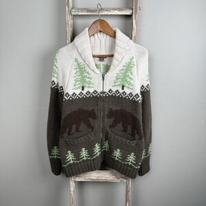 Women's Eddie Bauer Cowichan Bear Tree Zip Cardigan Sweater XS, With Tags